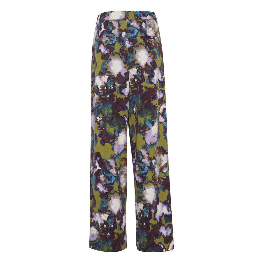 ICHI IHKATE Print Pants19-Green Moss