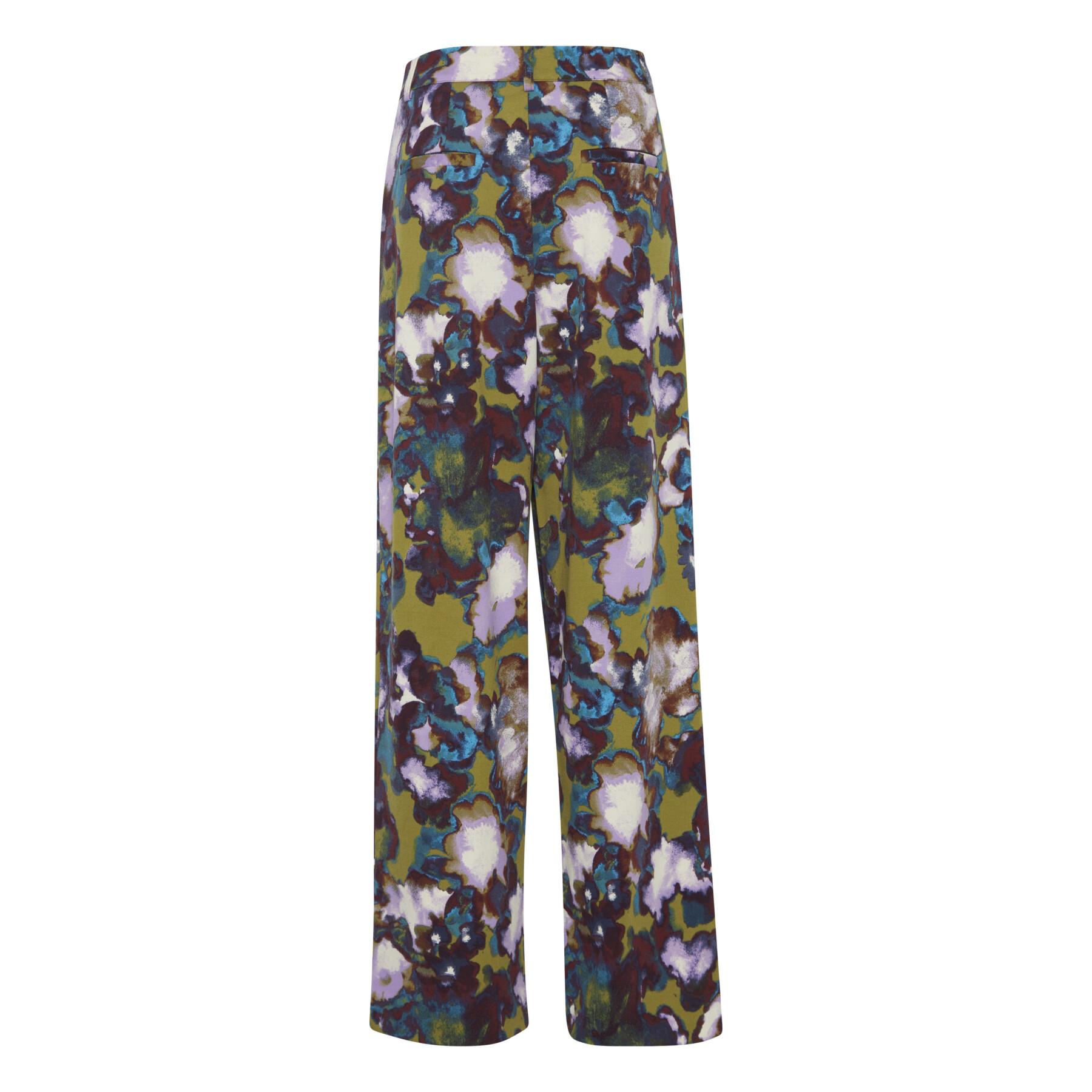 ICHI IHKATE Print Pants19-Green Moss