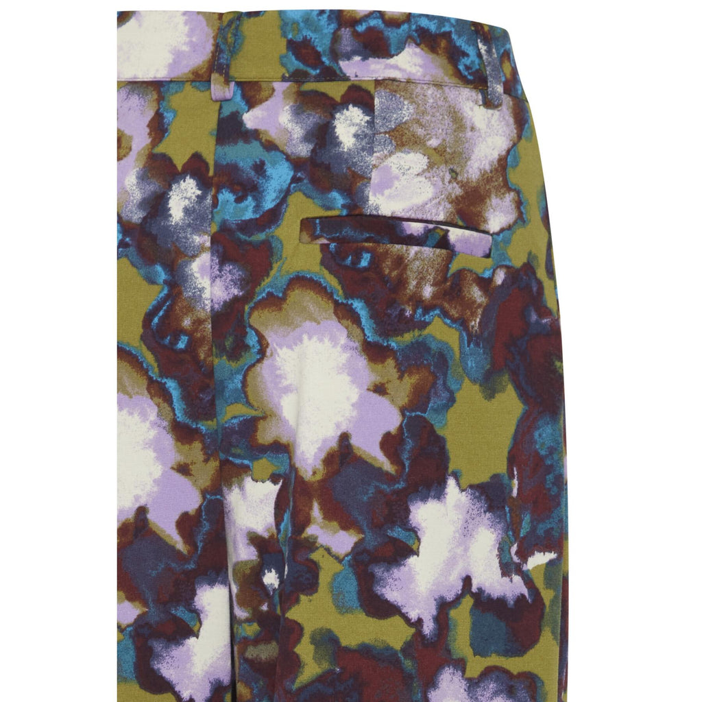 ICHI IHKATE Print Pants19-Green Moss