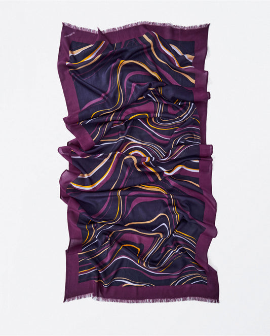 Surkana Printed Viscose Scarf. Purple