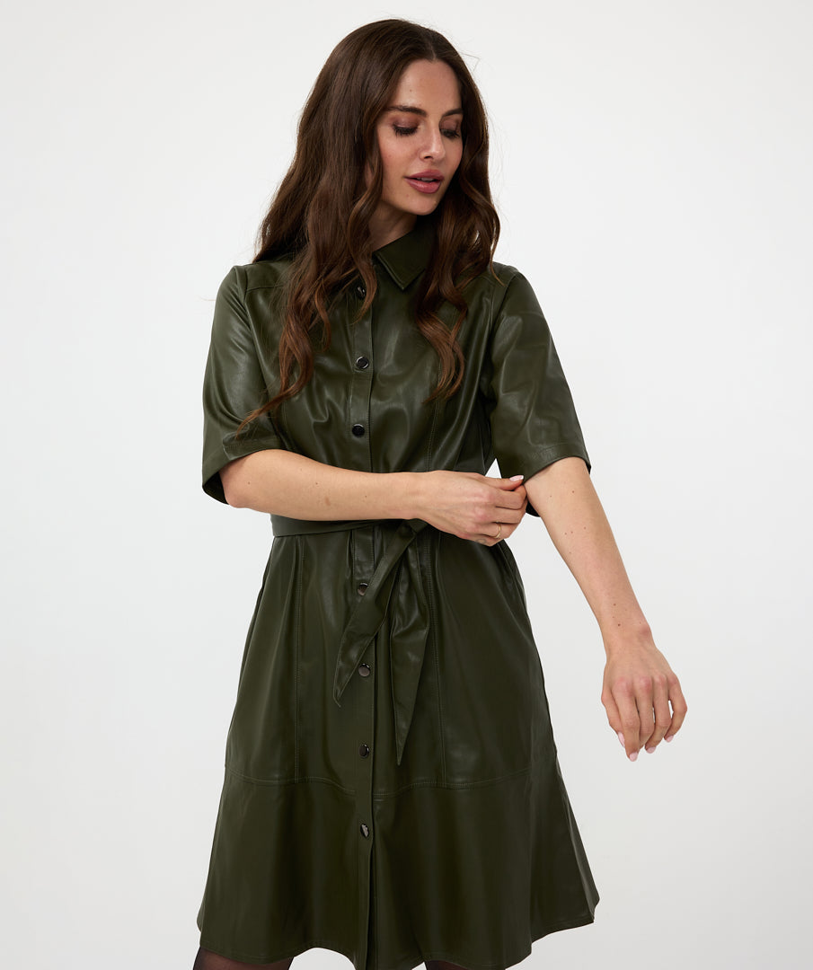 Esqualo Dress Vegan Leather-Green