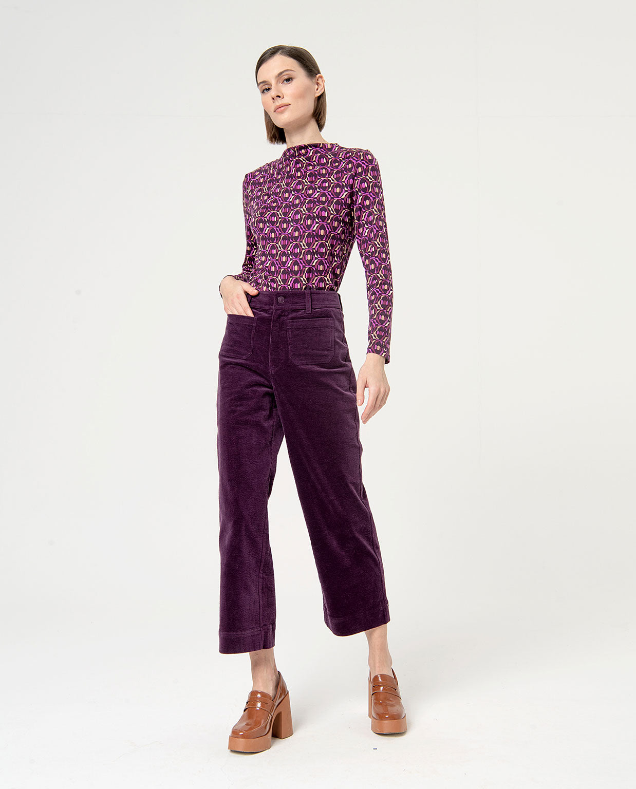 Surkana Plain Corduroy Pants Purple