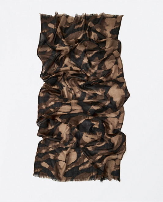 Surkana Printed Viscose Scarf. Brown