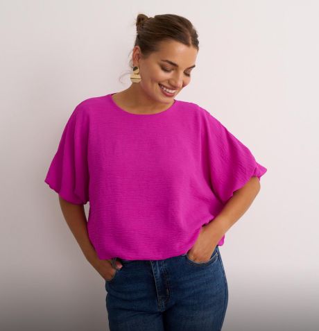 Kyla Puff Bottom & Sleeve Top Magenta