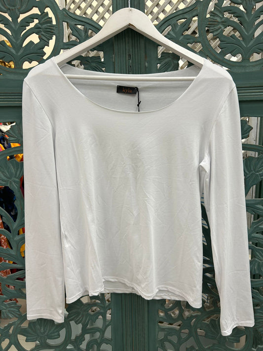 Kyla Top  L/s Round neck-White