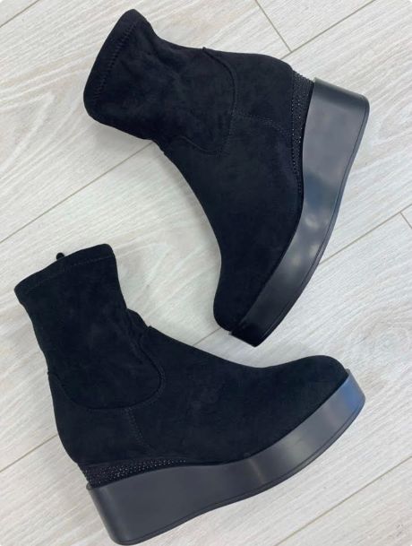 Kyla Wedge Suede Boot with Detail on the Heel