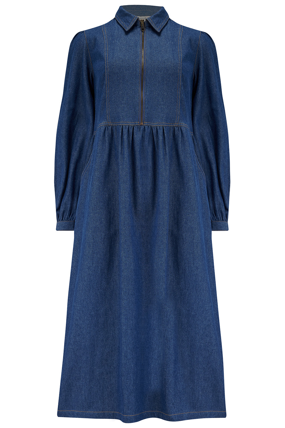 Sugarhill Kirsty Midi Smock Dress-Denim