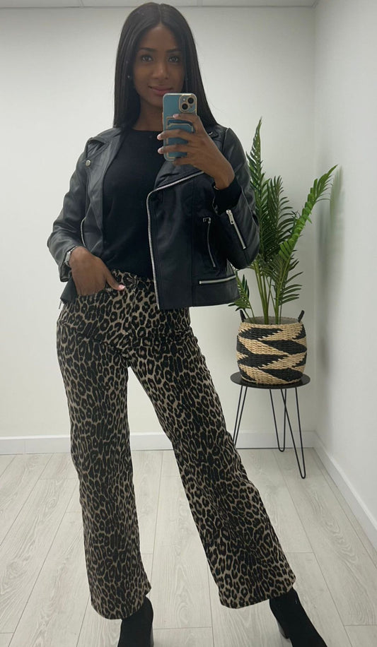 Kyla Leopard Jeans-Black Leopard