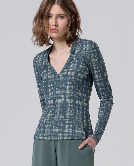 Surkana V Neck T/Shirt Steel Blue