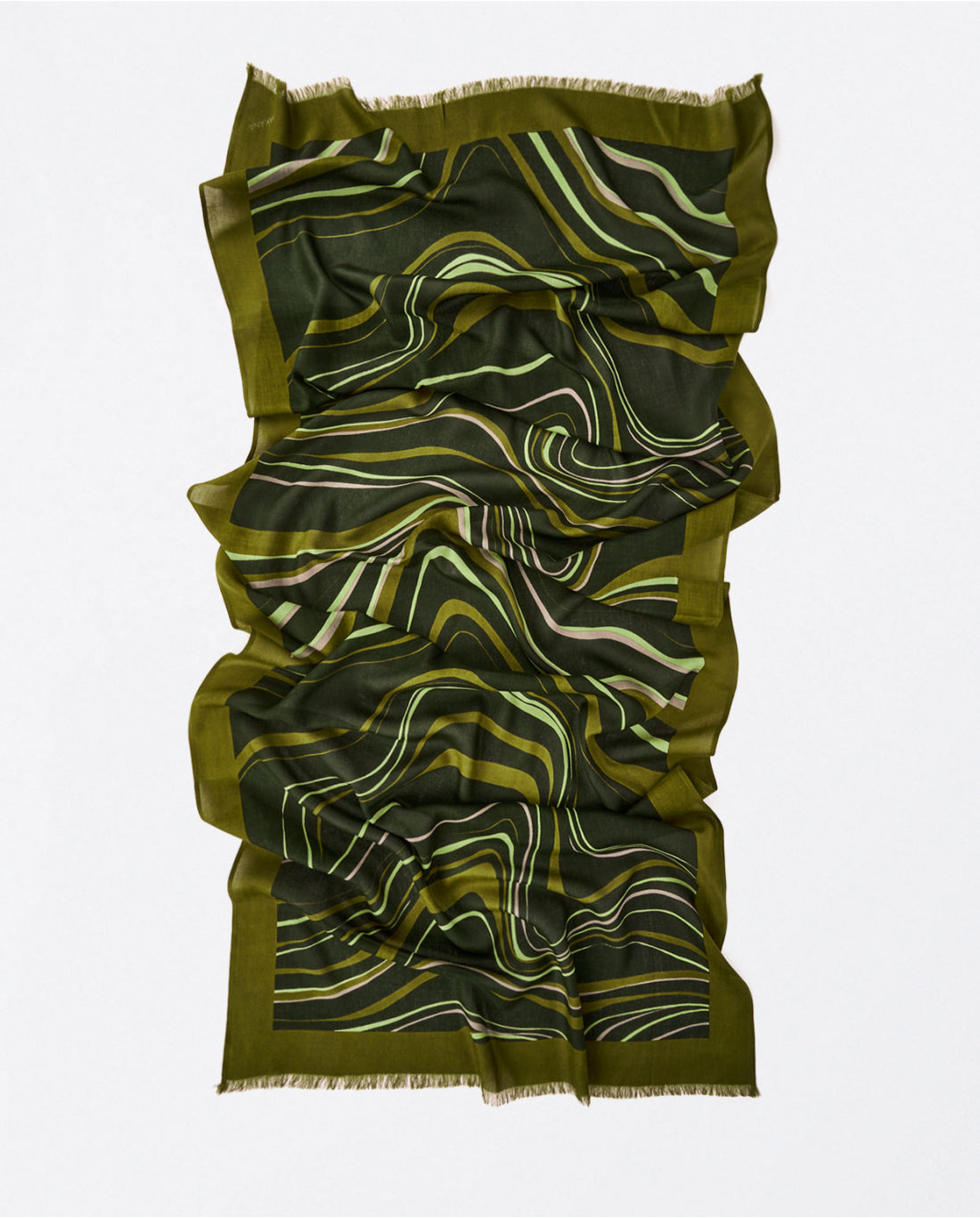 Surkana Printed Viscose Scarf. Green