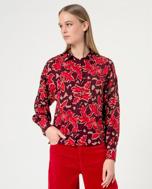 Surkana Bat Sleeve Blouse. Maroon