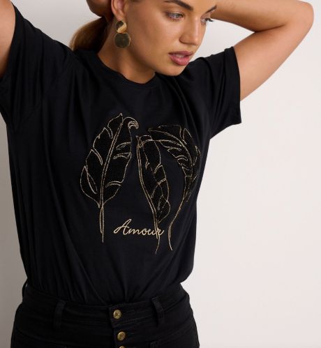 Kyla Leaf T/Shirt Black