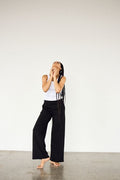 ICHI IHKATE SUS LONG WIDE TROUSERS Black