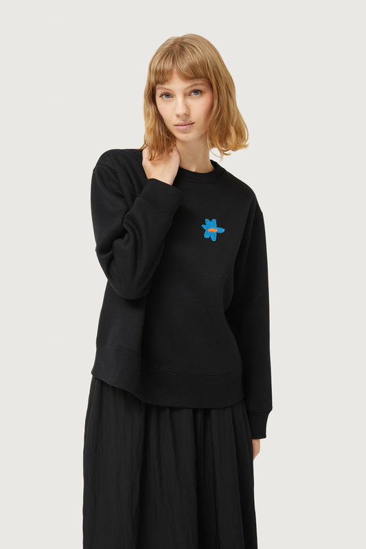 CF 43C/12010 Patch Sweatshirt-Black with flower patch