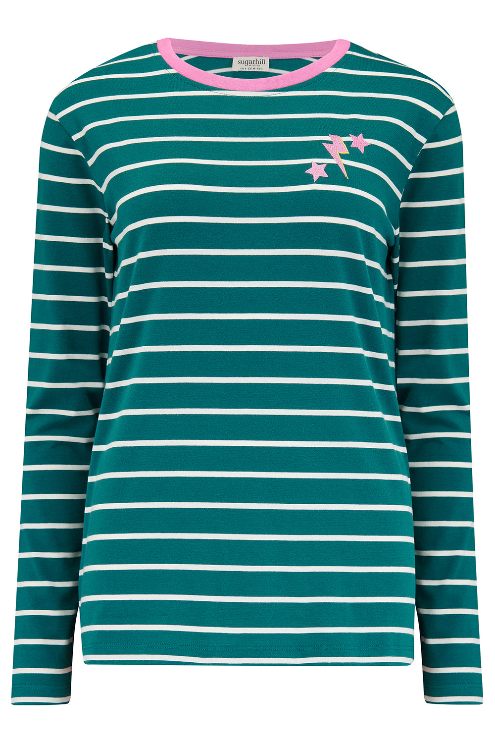 Sugarhill Brunswick Jersey Top-Green/Pink Stripe