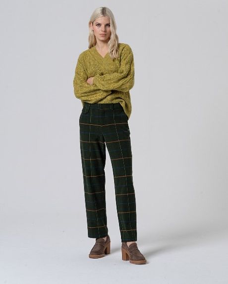 Surkana Straight Plaid Pants Khaki