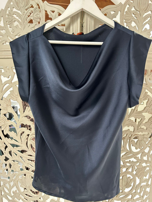 Kyla Cowl Top-Navy