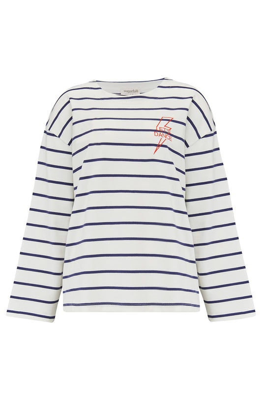 Sugarhill Billie Breton Top-White/Navy Str