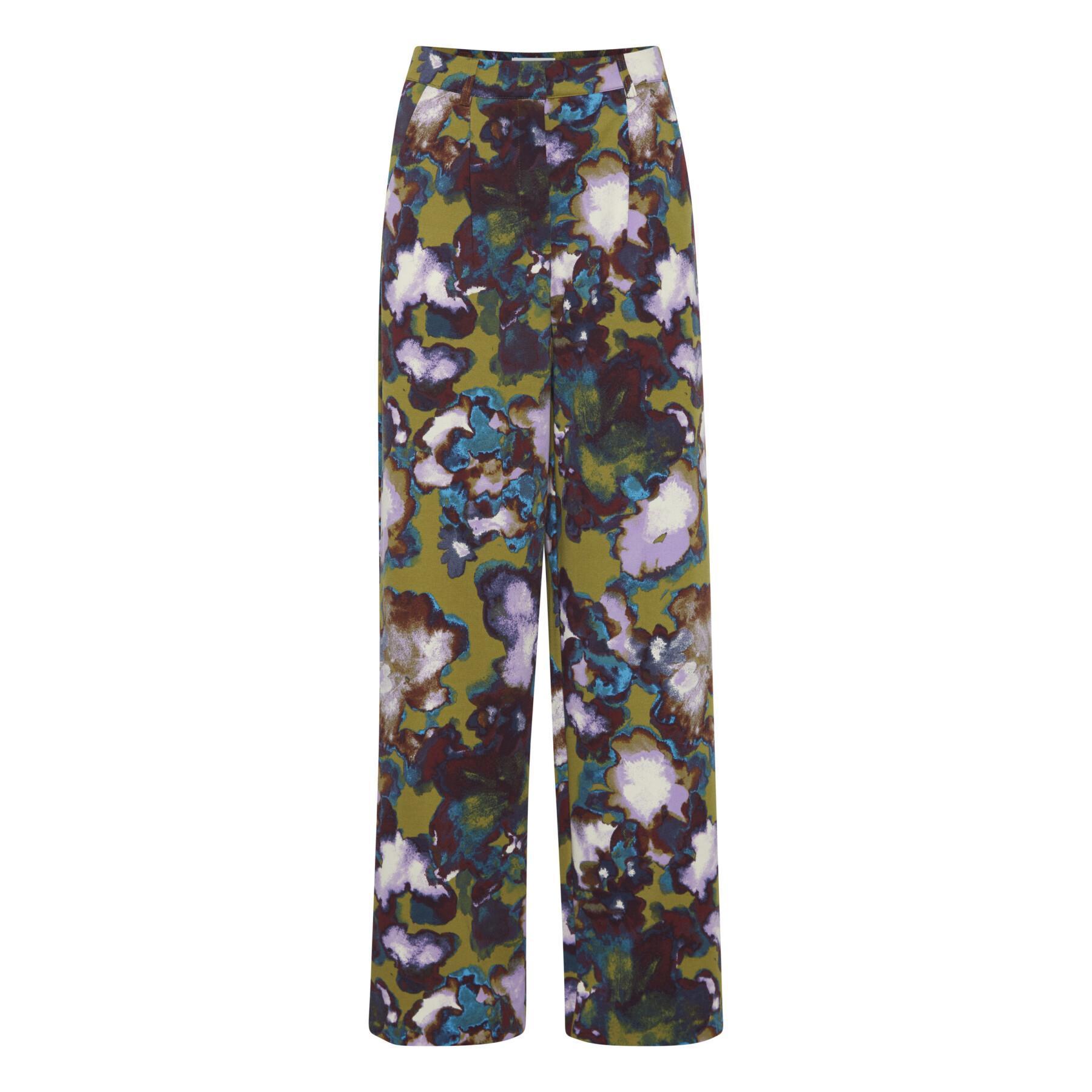 ICHI IHKATE Print Pants19-Green Moss
