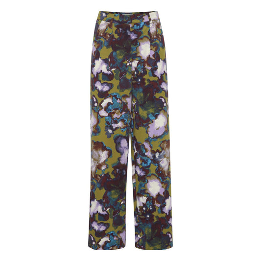 ICHI IHKATE Print Pants19-Green Moss