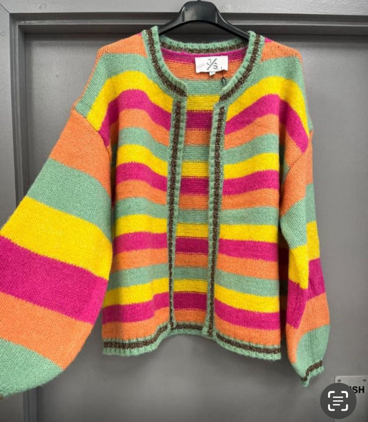 Kyla Striped Cardigan-Multi