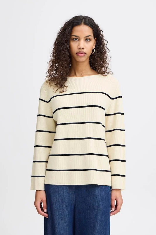 ICHI IHBOSTON Jumper-Almond/Blk Stripe