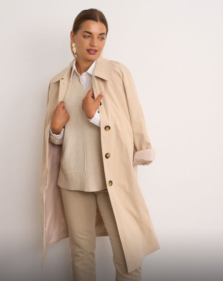 Kyla Beige Trench Coat lined with buttons