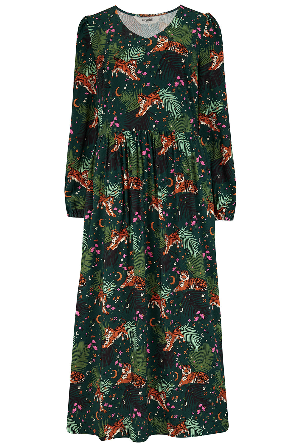 Sugarhill Sidney Midi Smock Dress-Dk Green