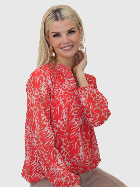 Kate & Pippa Bella Band Top Coral Leopard