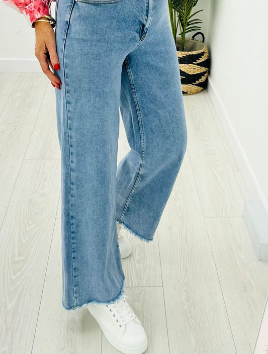 Kyla Jeans-Wide leg soft cotton/Lt Blue