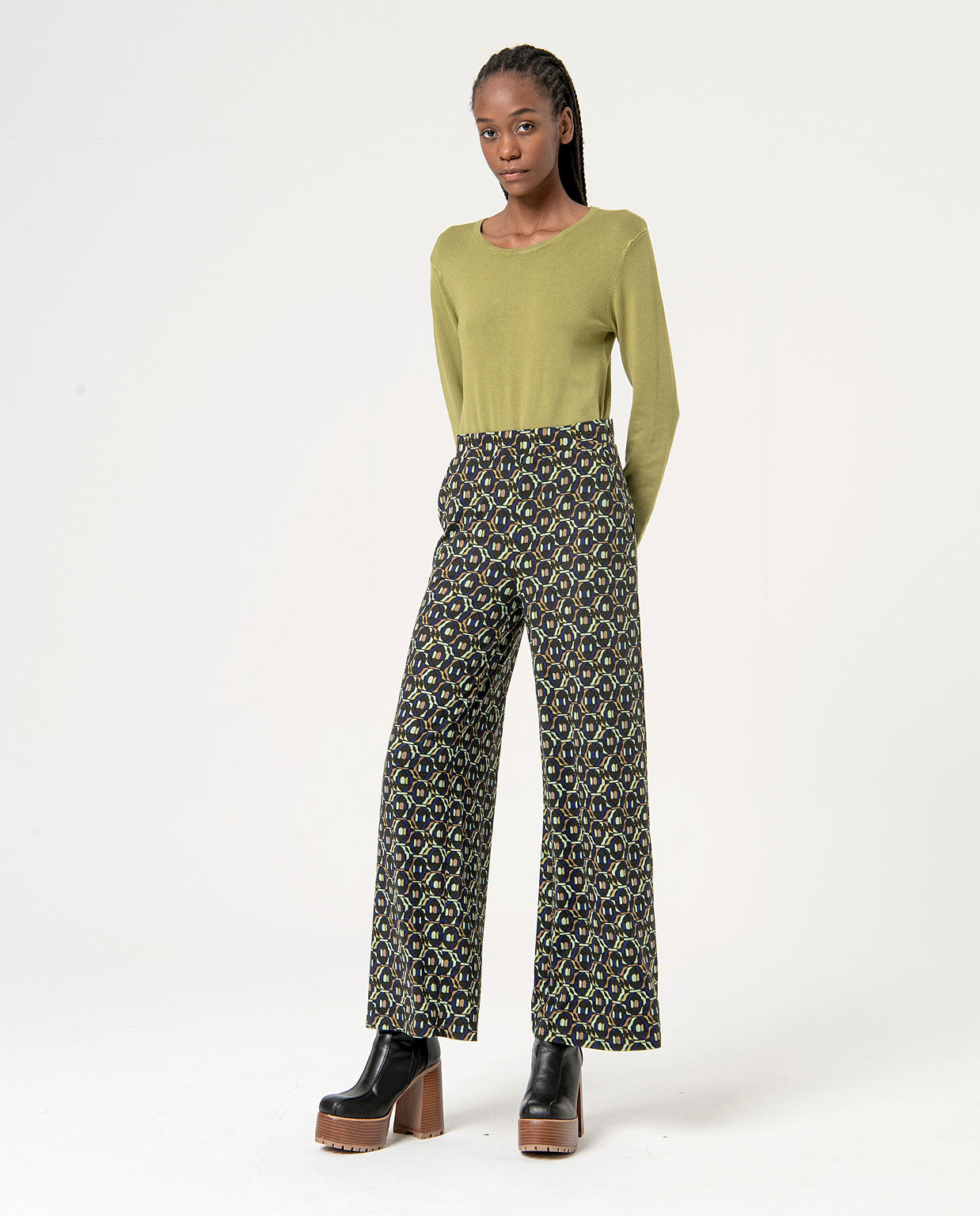 Surkana Wide Trousers. Green