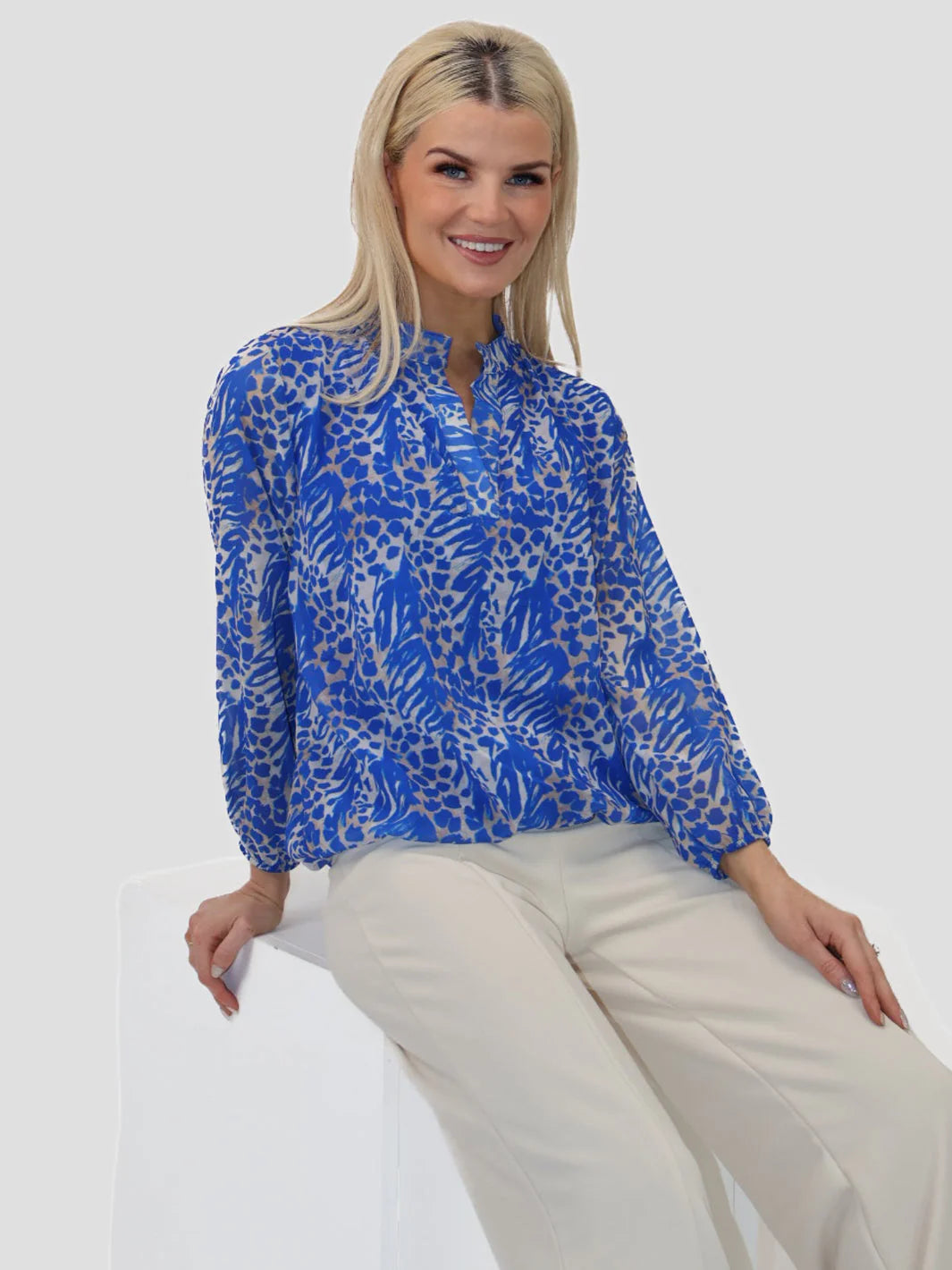 Kate & Pippa Bella Band Top Blue Leopard