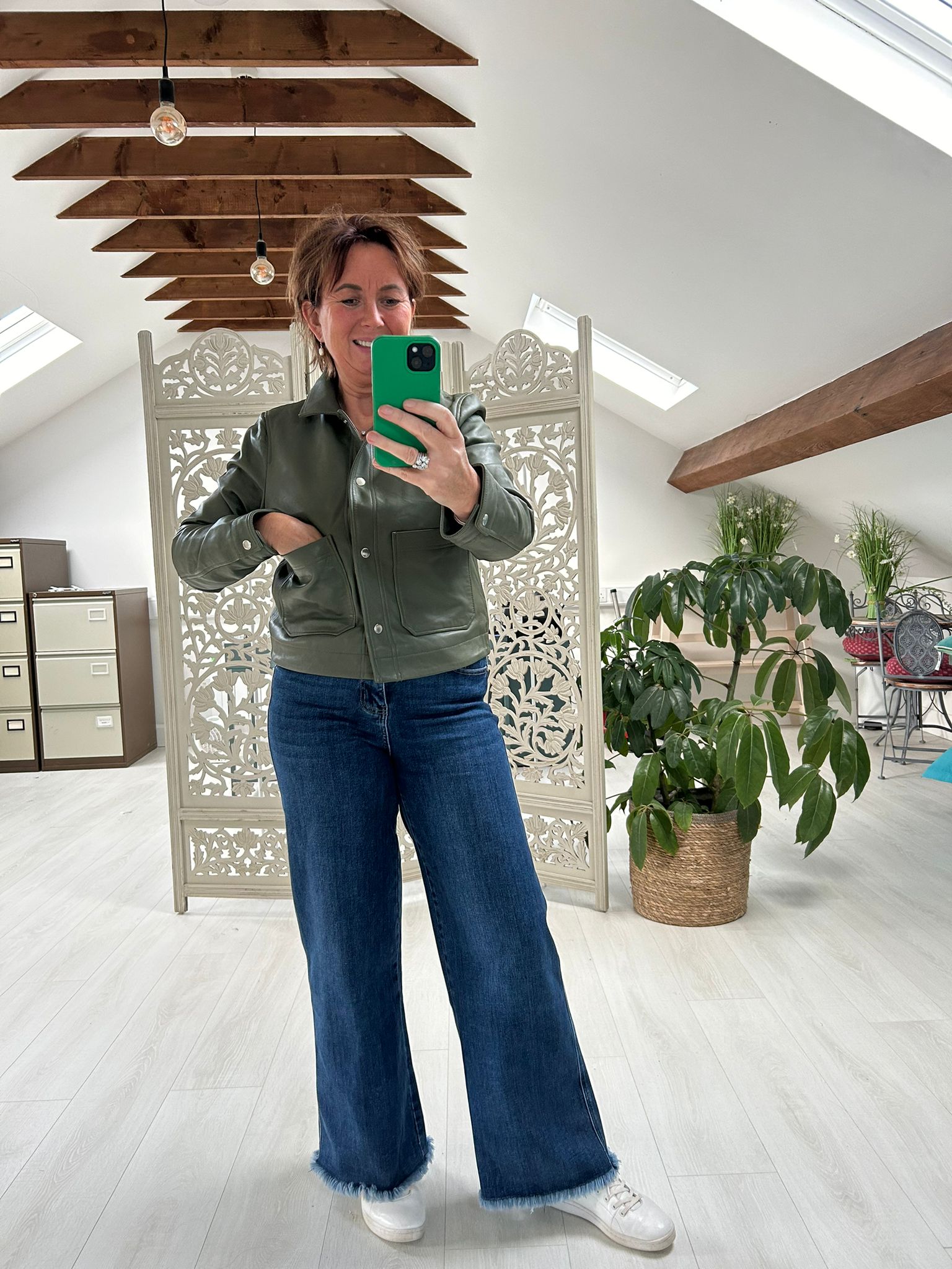 Bolongaro Trevor Leather Worker Jacket-Green