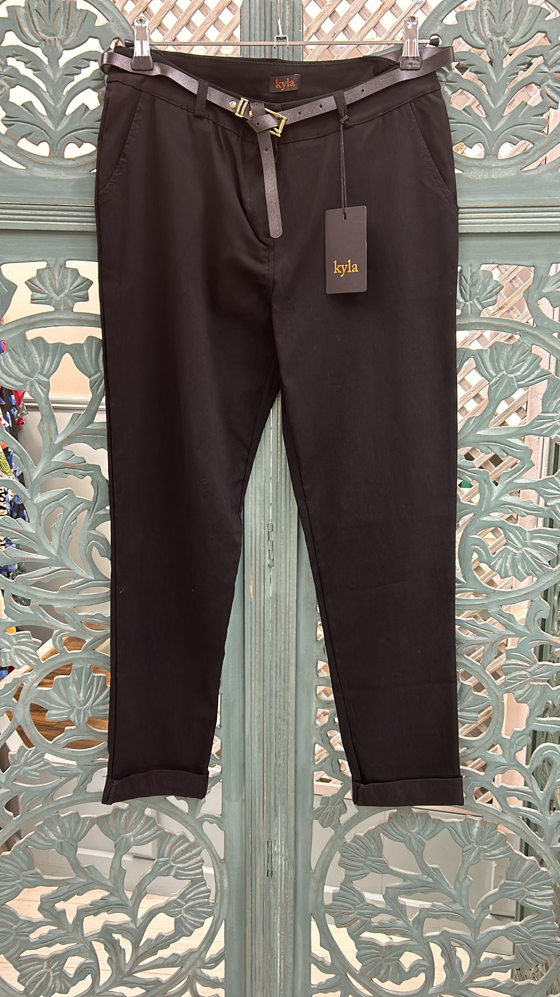 Kyla Trousers/Chinos 4 way stretch-Black