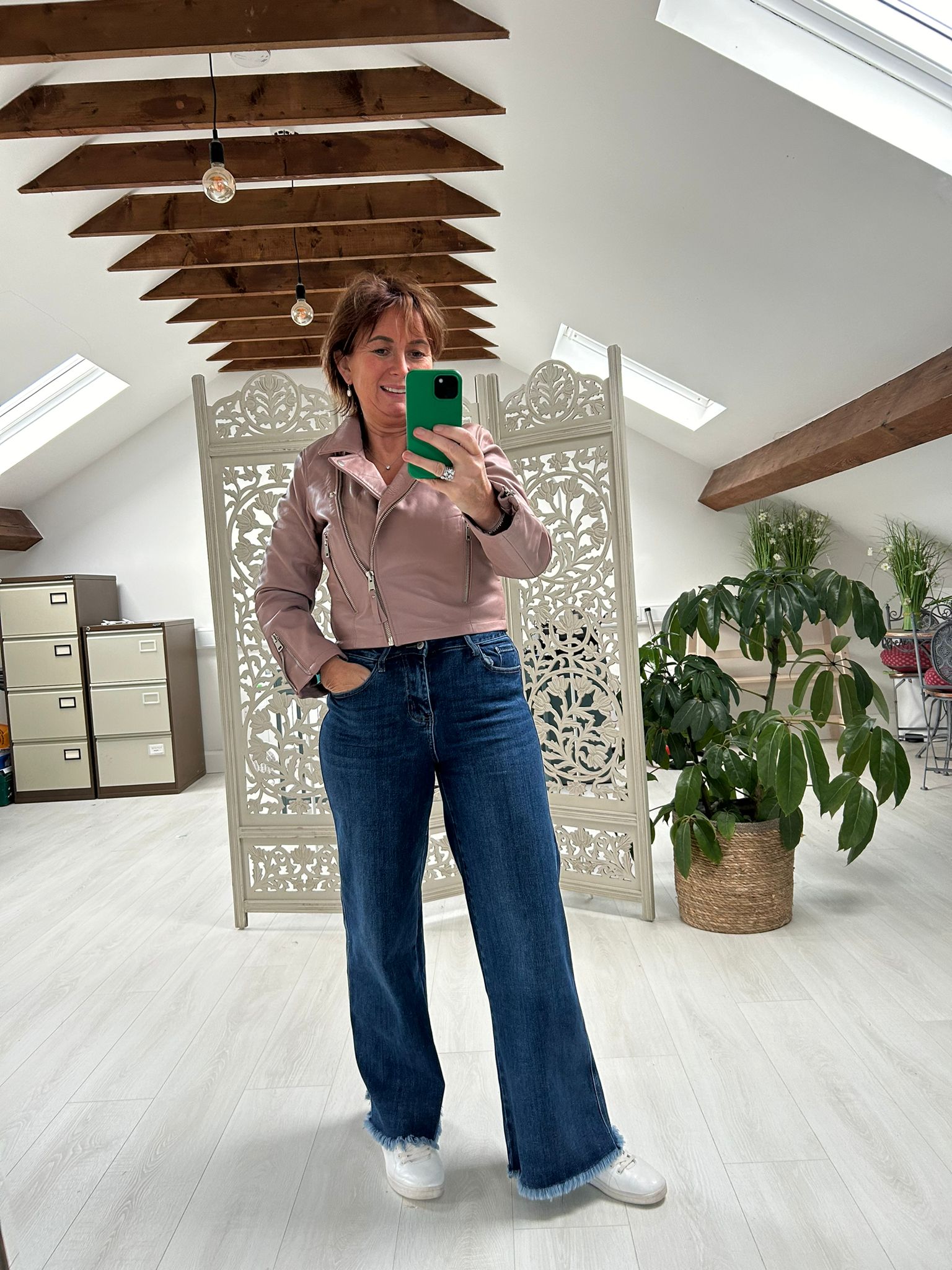 Bolongaro Trevor Minimal Leather Biker Jacket-Adobe Rose