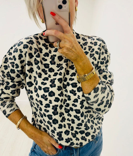 Kyla Knit jumper-Cream Leopard