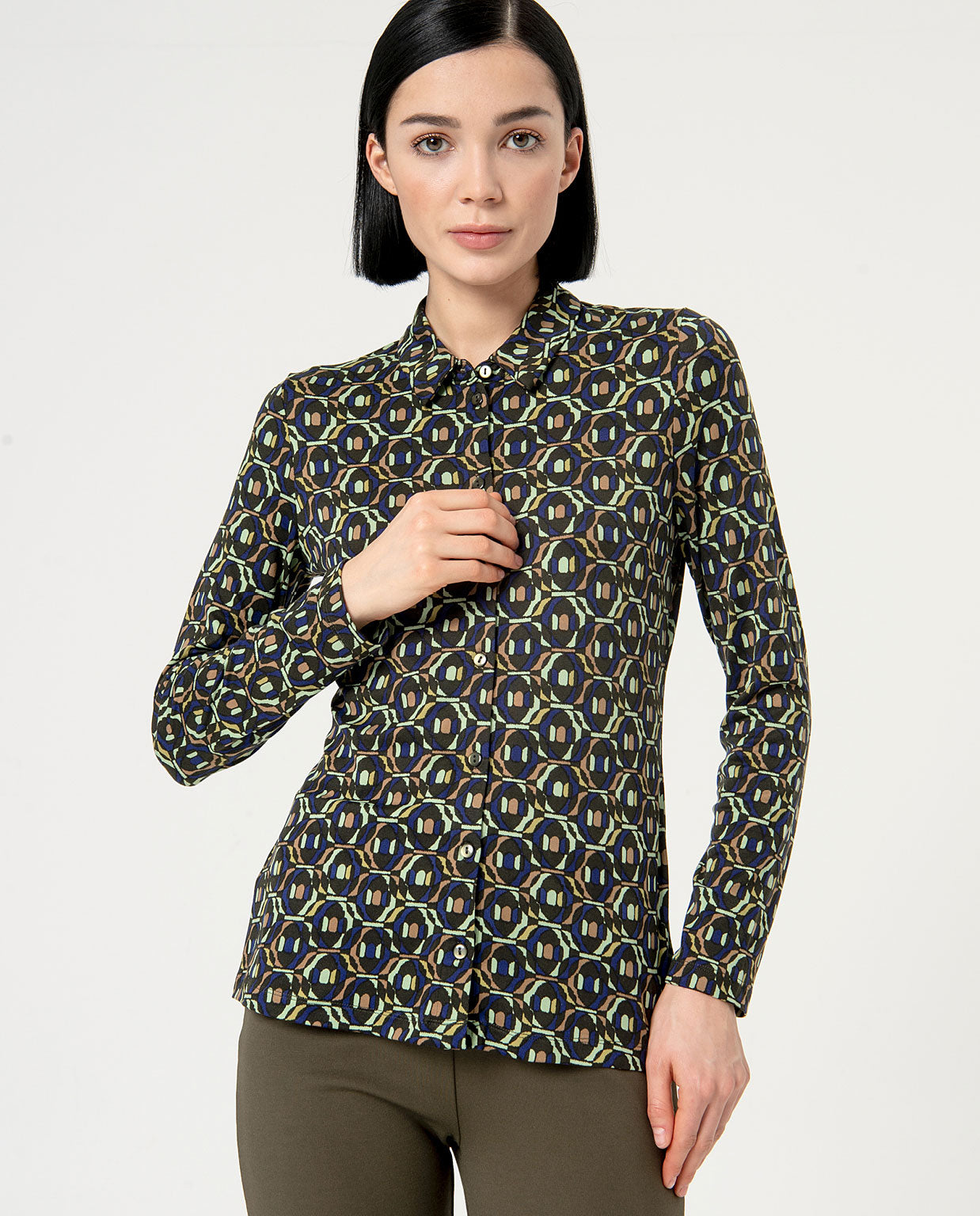 Surkana Fitted Shirt, Long Sleeves. Green