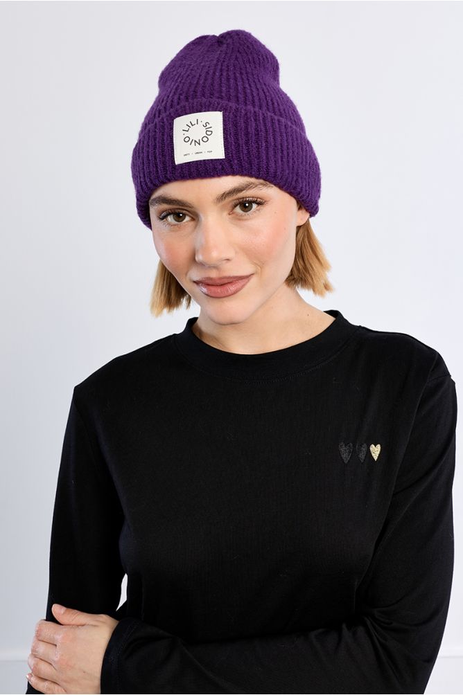Molly Bracken Knitted Beanie - Purple.