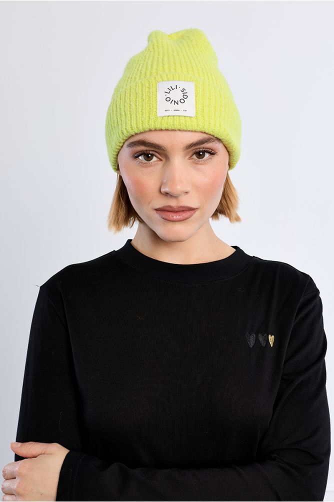 Molly Bracken Knitted Beanie Hat - Lime Green.
