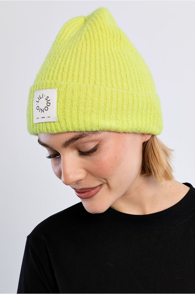 Molly Bracken Knitted Beanie Hat - Lime Green.