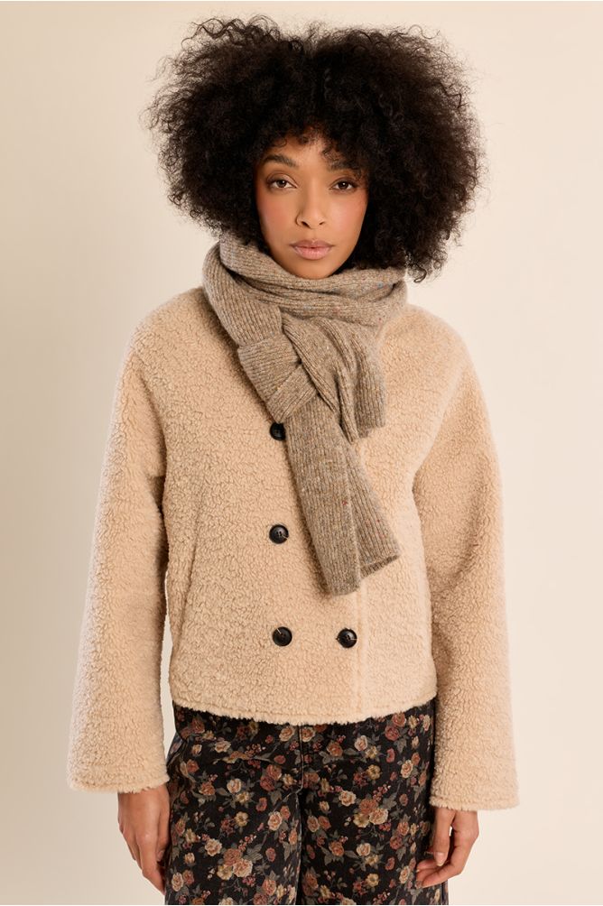 Molly Bracken KNitted Scarf with Fecks - Beige.