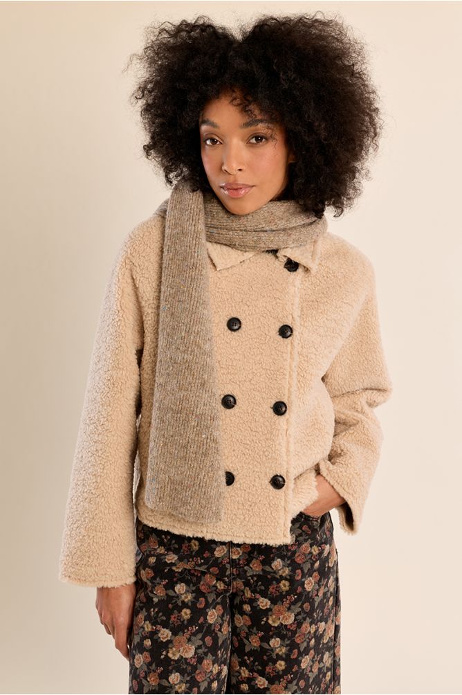 Molly Bracken KNitted Scarf with Fecks - Beige.