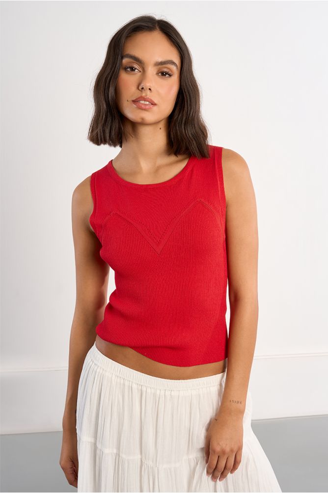 Molly Bracken Knitted Tank Top - Red.