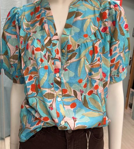 Kyla Short Sleeve Turquoise mix Top