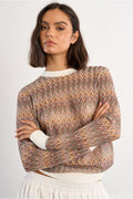 Molly Bracken Long Sleeve Top - Beige Mix.