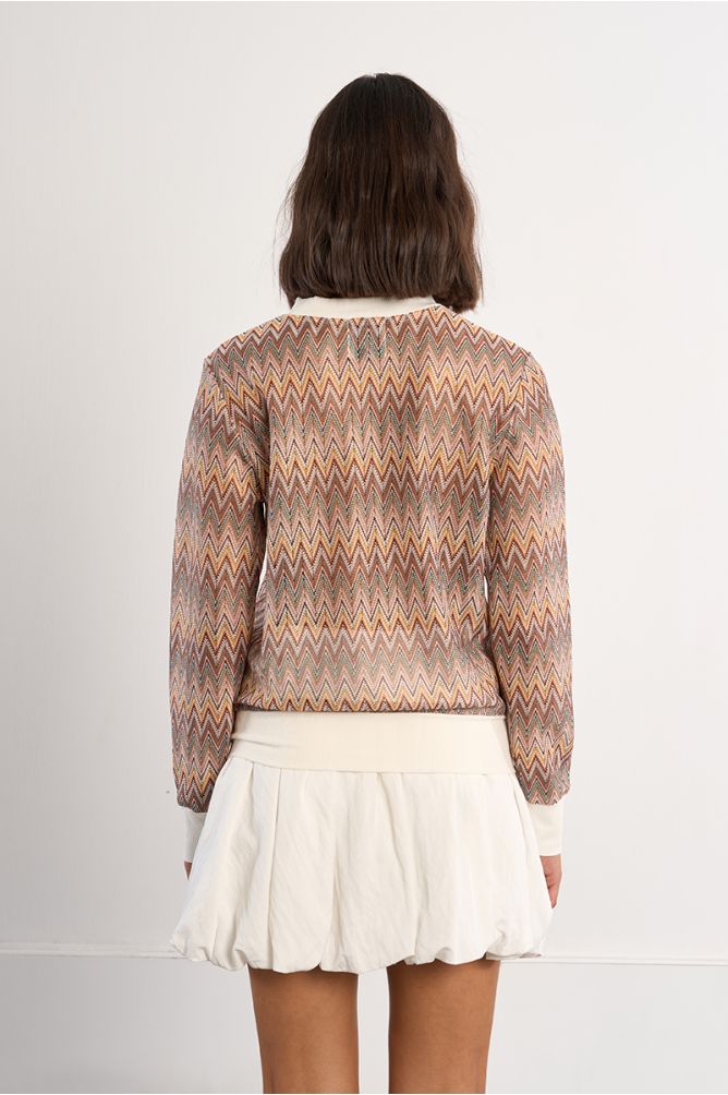Molly Bracken Long Sleeve Top - Beige Mix.