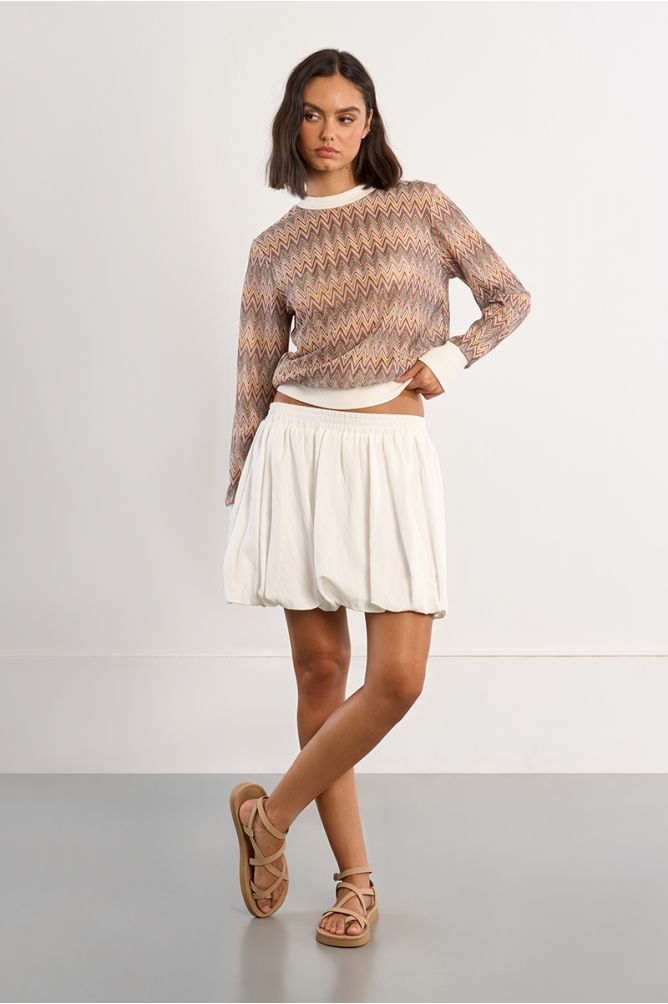 Molly Bracken Long Sleeve Top - Beige Mix.