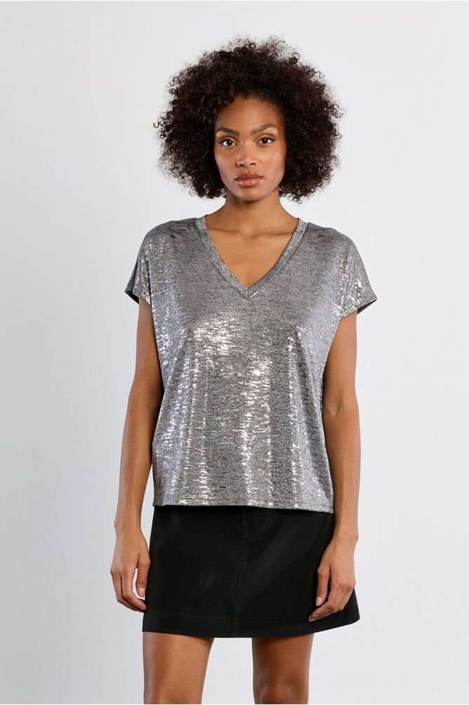 Molly Bracken Metallic Top - Silver.