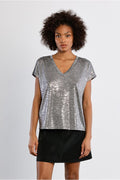 Molly Bracken Metallic Top - Silver.