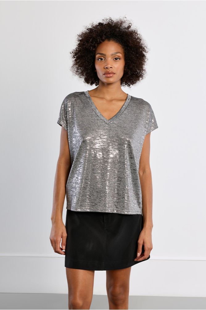 Molly Bracken Metallic Top - Silver.